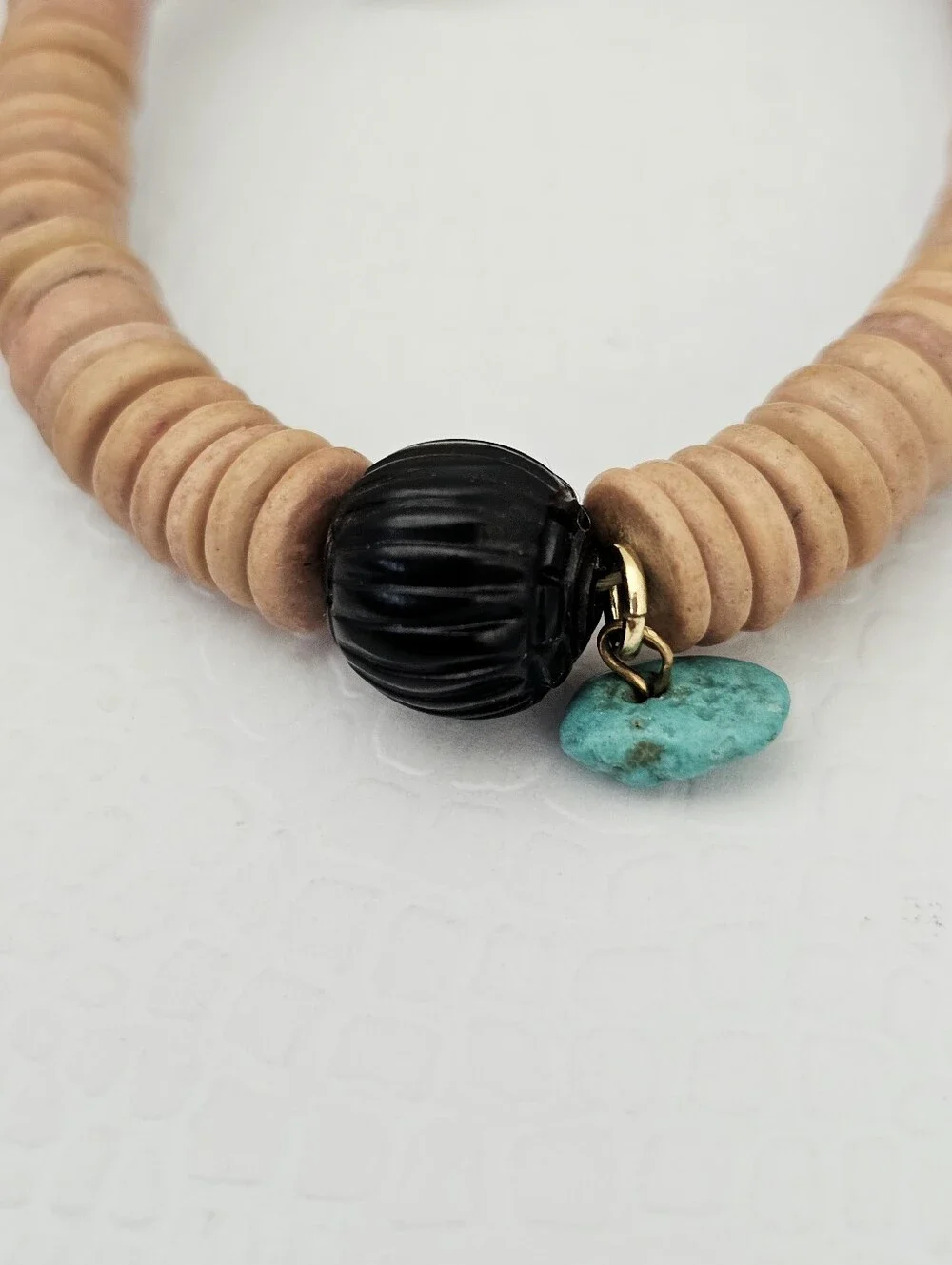 Silpada Very Rare🦄Wood Pukalet Turquoise Cinnebar Island Stretch Bracelet B0811
